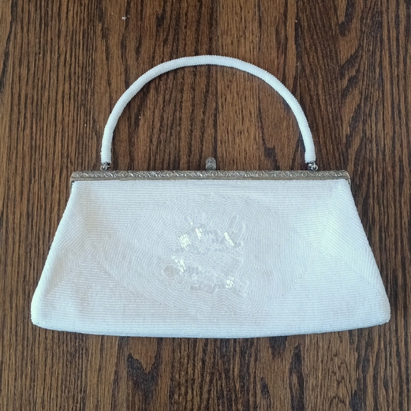 Vintage White Beaded Clutch Purse - Picture 2 of 10